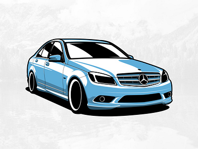 Mercedes-Benz C-class W204 art artwork automobile car design drawing graphicdesign illustration logo vector