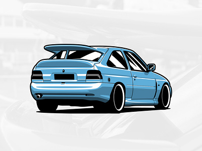 Ford Escort RS Cosworth art artwork automobile car design drawing graphicdesign illustration logo vector