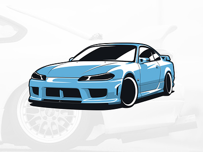 Nissan S15 spec r art artwork automobile car design drawing graphicdesign illustration logo vector