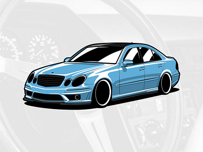 Mercedes-Benz W211 E63 AMG art artwork automobile car design drawing graphicdesign illustration logo vector
