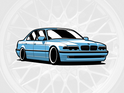 BMW 7 series E38 art artwork automobile bmw car design drawing graphicdesign illustration logo vector