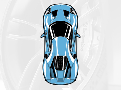 Ford GT Top View Illustration art artwork automobile car design drawing graphicdesign illustration logo vector
