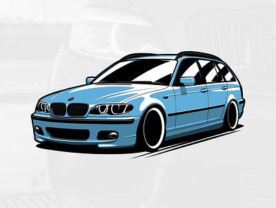 BMW E46 Touring art artwork automobile car design drawing graphicdesign illustration logo vector