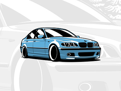 BMW E46 Sedan art artwork automobile car design drawing graphicdesign illustration logo vector