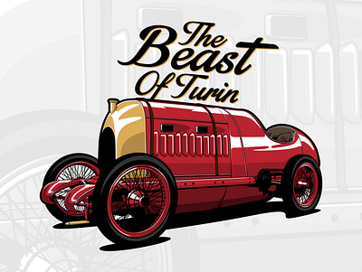 Fiat S76 The Beast Of Turin art artwork automobile car design drawing graphicdesign illustration logo vector