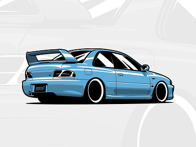 22B Subaru Impreza STI art artwork automobile car design drawing graphicdesign illustration logo vector