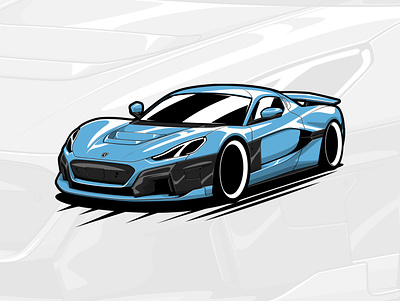 Rimac Nevera art artwork automobile car design drawing graphicdesign illustration logo vector