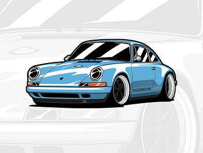 Porsche 911 Reimagined by Singer 911 art artwork automotive car classic custom design drawing illustration logo porsche retro singer style vector vehicle