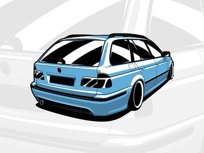 BMW E39 Touring art automobile automotive bmw branding car cardrawing design drawing e39 illustrated illustration logo touring vector