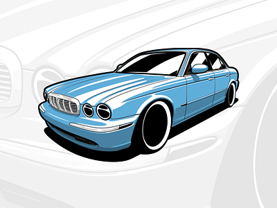 Jaguar XJ X350 art automobile automotive automotiveart branding car carart design drawing illustration jaguar logo vector x350 xj