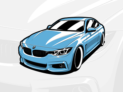 BMW F32 428i art automotive bimmer bmw branding car coupe design drawing illustration logo m4 transport vector vehicle