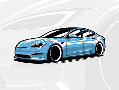 Tesla Model S Plaid art automotive automotiveart car cardrawing design drawing electric elon ev graphic design illustration logo musk tesla vector vehicle