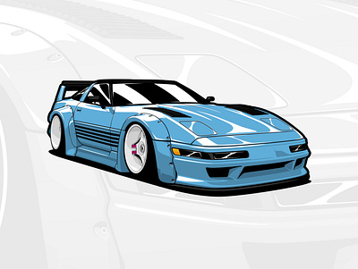 Corvette C4 Widebody art auto automotive c4 car cars corvette design drawing illustration logo style vector