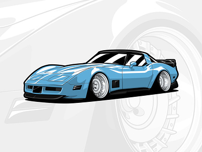Chevy Corvette C3 art automotive car chevy corvette design drawing graphic design illustration logo vector vette