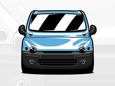 Fiat Multipla art artwork automotive car design drawing fiat illustration logo multipla vector