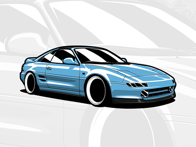 Toyota MR2 SW20 art automobile automotive automotiveart car carart design drawing illustration jdm logo mr2 toyota vector