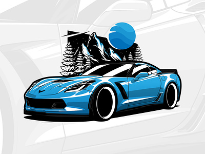 Chevrolet Corvette Z06 art automotive branding car carart chevy corvette design drawing illustration logo speed supercar vector z06
