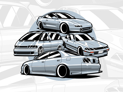 JDM Legends 2jz art auto automotive car cars design drawing drift estima illustration jdm logo motorsport mr2 previa racecar soarer toyota vector