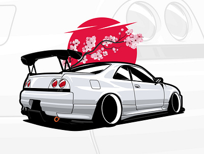 Nissan Skyline R33 GTR art automotive automotiveart car carart design drawing drift godzilla gtr illustration japan jdm legendary logo nissan r33 stance style vector