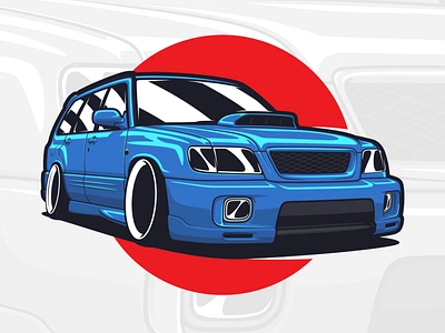 Subaru Forester STI art automotive car cardrawing custom design drawing forester illustration japan japanese jdm logo stance sti subaru tuned unique vector wrx