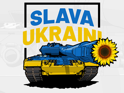 Slava Ukraini design europe illustration logo love military peace russia russian slava sunflower tank ukraine ukraini vector war warship
