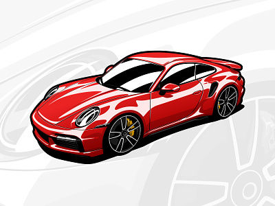 Red Porsche 911 Turbo S 2021 911 art auto automotive automotive design car car art car drawing car illustration design drawing graphic design illustration logo porsche turbo turbo s vector