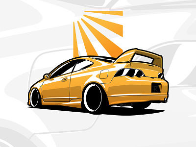 Honda Integra Type R / Acura RSX illustration acura art automotive car car art car drawing car illustration classic design drawing honda illustration integra japan jdm logo rsx typer vector