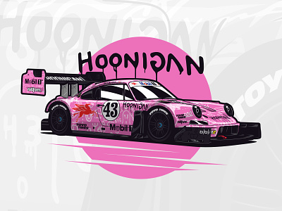 Hoonipigasus Ken Block Porsche art automobile automotive car design drawing hoonigan hoonipigasus illustration ken block logo pikes peak pink racing sports vector