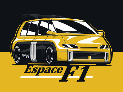 Renault Espace F1 Van art car design drawing espace f1 illustration logo minivan renault van vector
