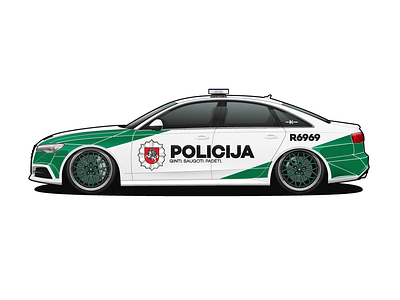 Lithuanian Police Stance a6 art audi automobile car design drawing drive illustration lithuania police vector