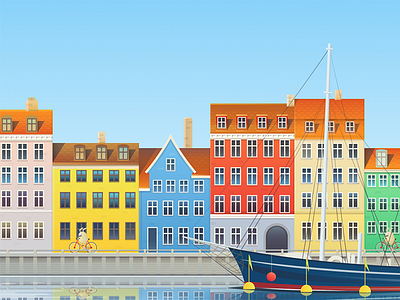 Copenhagen illustration for Hopper app city copenhagen drawing flight holiday hopper illustration travel vacation vector