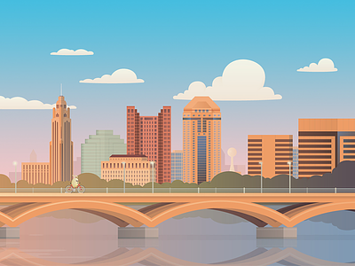 Columbus, Ohio illustration for Hopper app city columbus drawing holiday hopper illustration illustrator ohio skyline vector