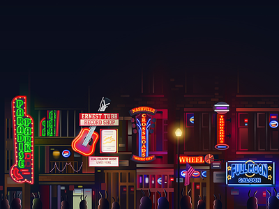 Nashville, Tennessee illustration for Hopper drawing illustration illustrator nashville neon vector
