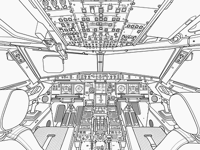 Airbus A320 Cockpit airplane cockpit illustration illustrator technical illustration vector vector drawing