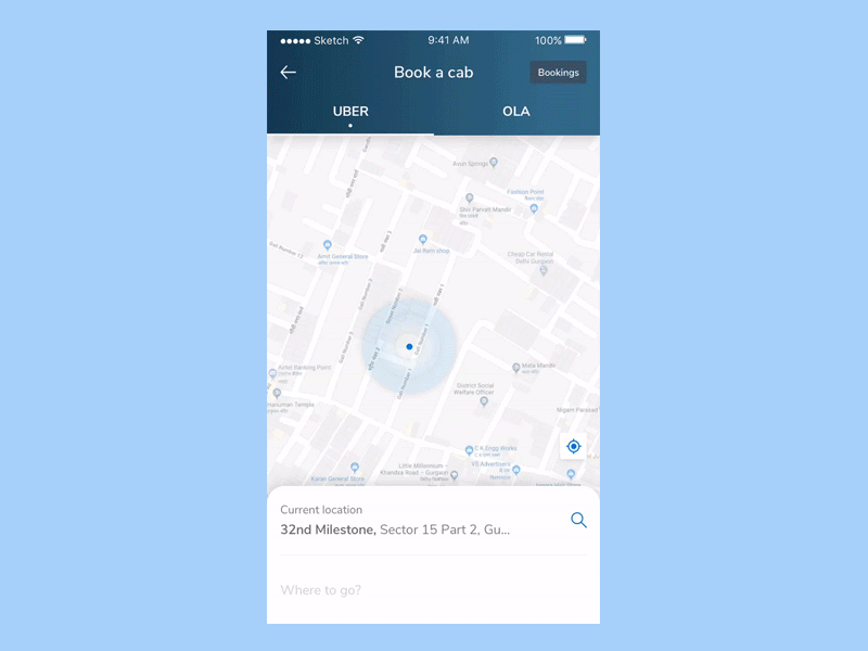 Mobikwik cab booking concept