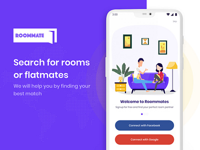 Roommate App app screen design interaction design rent room partner roommate ui user experience ux