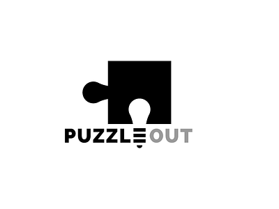 Puzzle Out - Unused Logo Concept bulb escape jigsaw light logo negative out puzzle room space