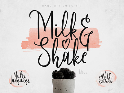 Milk & Shake Script Font brush design font giemons graphic love modern new poster script template trend typeface valentine