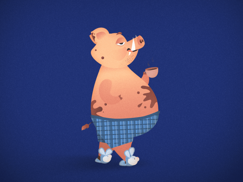 Hello Dribbble! 2019 animation animation 2d animation after effects character illustration pig vector
