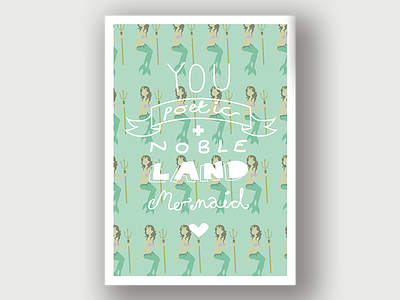 Land Mermaid illustration poster quote typography