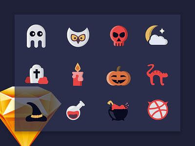 Hello dribbble! Halloween Free Icon Set