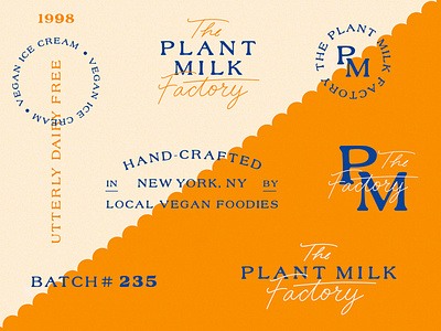 PMF Logo Sheet brand identity branding creamery design hand lettering icecream illustration lettering logo logo sheet new york package design plant milk retro script type typography vegan vegan brand vintage