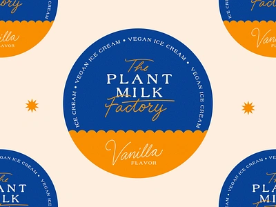 PMF Lid Design brand identity branding design hand lettering hand rendered type ice cream icecream illustration lettering logo milk man package design plant milk retro type typography vanilla vegan vegan food vintage