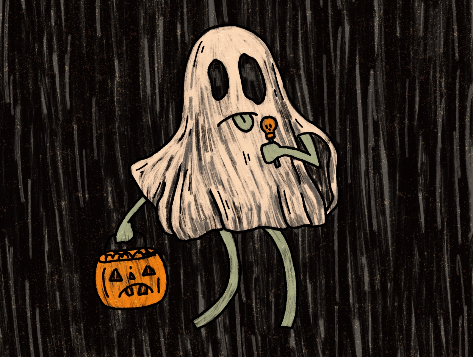 Ghost Dude candy death doom doom and gloom ghost ghostbusters ghoul grim halloween costume horror illustration inktober inktober2020 october scary scary movie spooktober spooky trickortreat white sheet