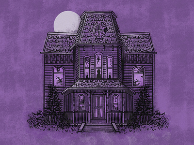 Bates Motel bates motel dribbbleweeklywarmup full moon halloween haunted house haunted mansion horror illustration inktober midnight murder nightmare norman procreate illustration psycho purple serial killer spooktober spooky tour of terror