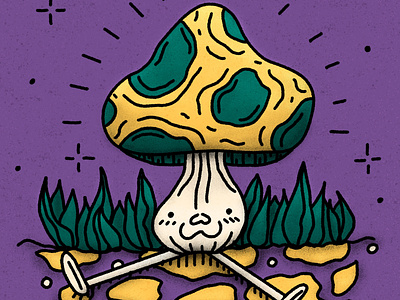 trippy dude acid character cute dope forrest fungi fungus hand drawn happy high illustration ipad pro kawaii mushroom procreate purple shroom smile sparkles trippy