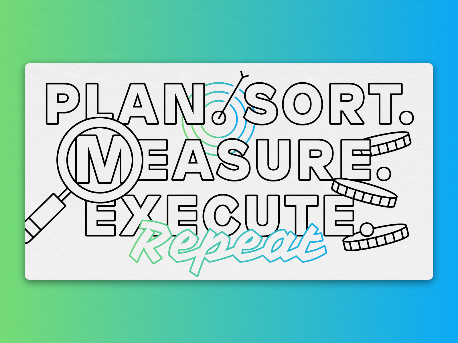 Plan. Sort. Measure. Execute. analyst business design development digital email email header figma financial gradient illustration low-code magnify glass measure mendix money roi target technology typography