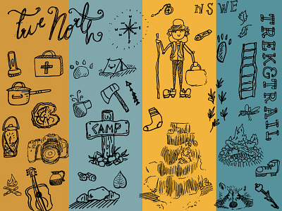 Camping Icons camp camping hiking icons illustration outdoors pen and ink sketches