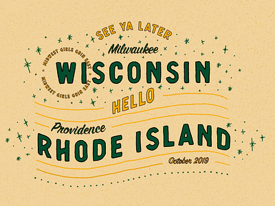 We're Moving! design digital lettering hand lettering hand rendered type illustrated type illustration ipad pro lettering life update milwaukee moving procreate rhode island travel typography