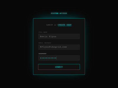 Grid Sign Up glow retro signup tron ui